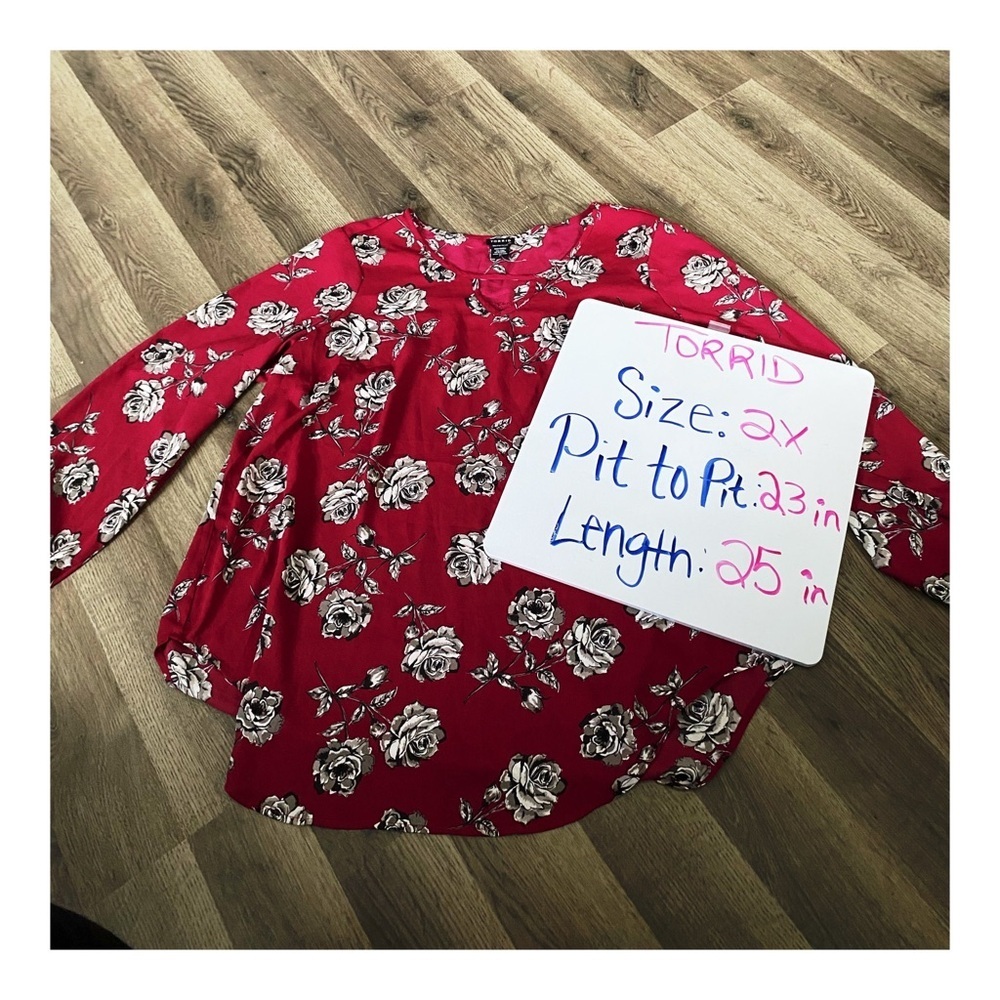 TORRID Magenta Floral Blouse - Picture 6 of 7